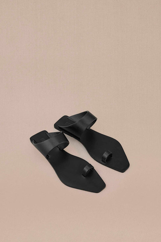 Faux Leather Thea Slip Ons – Black