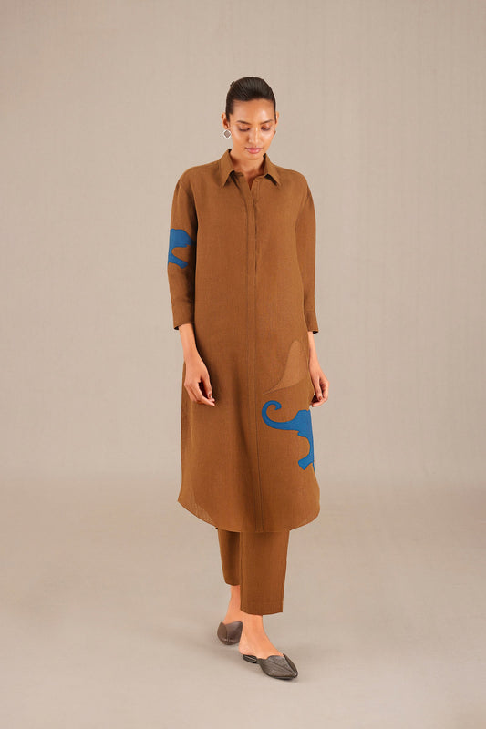 Linen Mahin Tunic Set – Brown