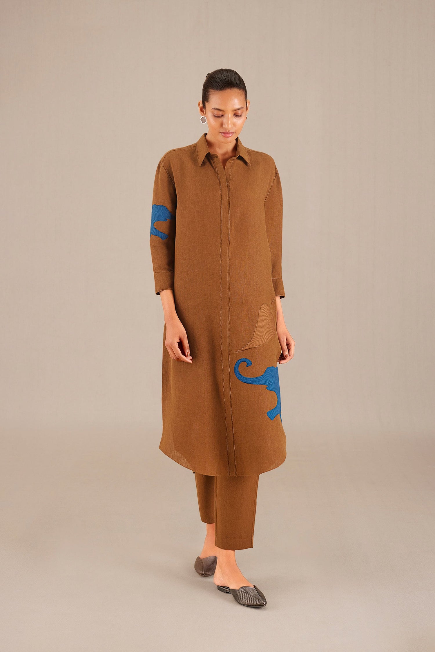  Linen Mahin Tunic Set – Brown