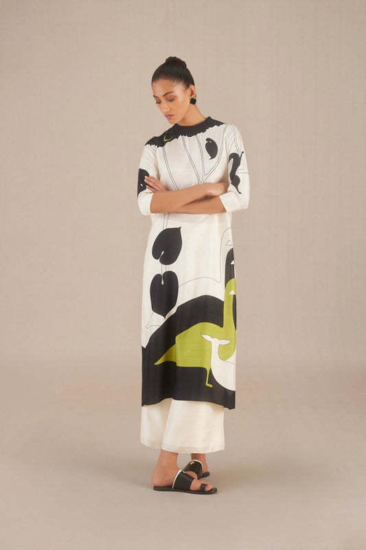 Silk Ira Tunic Set – Ivory