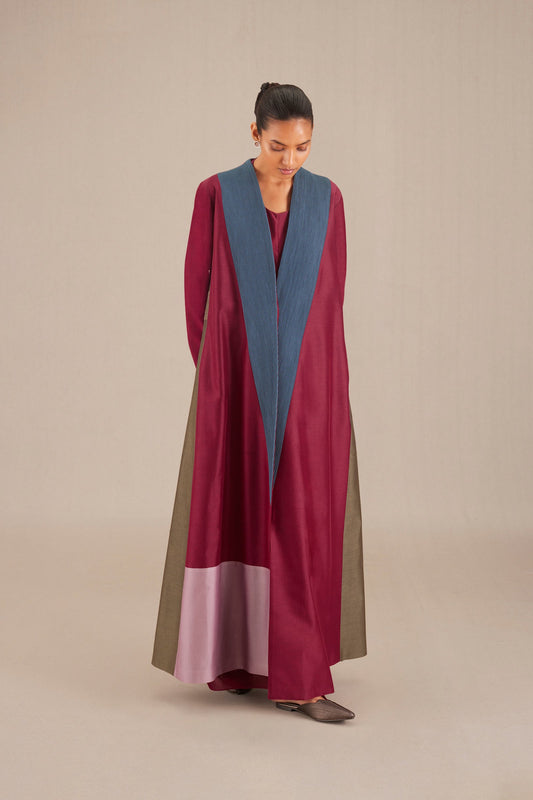 Silk Bahaar Abaya Set – Red