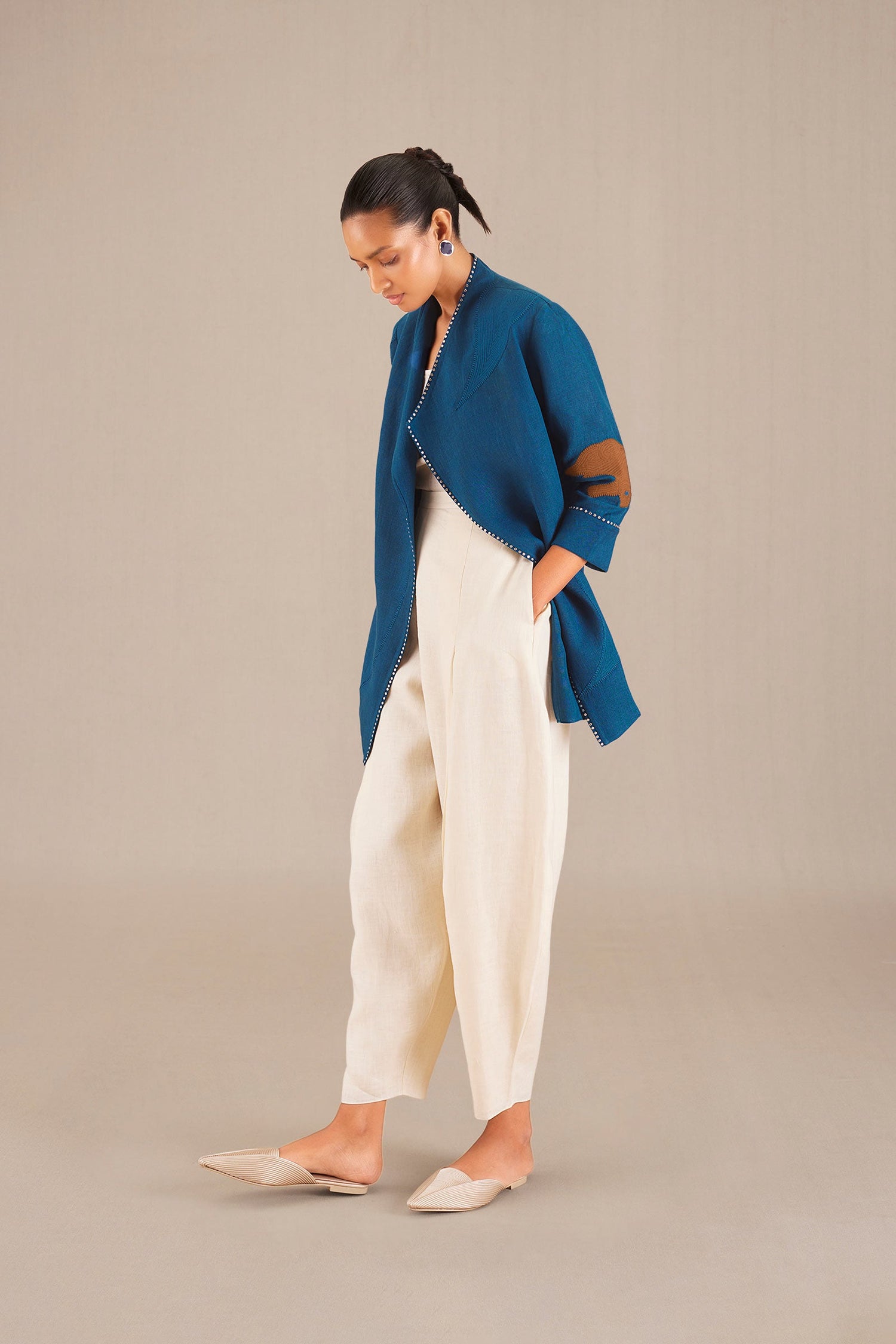  Linen Firuzeh Jacket Set – Blue