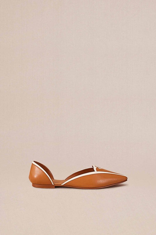 Faux Leather Elena Point-toe Flats – Orange