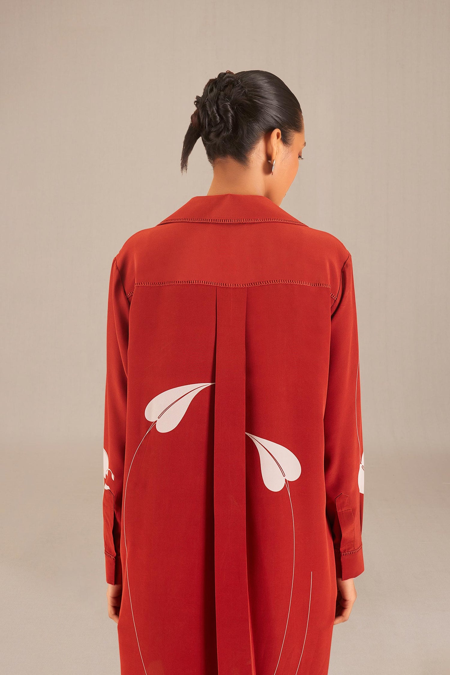  Silk Emilia Shirt Dress – Red