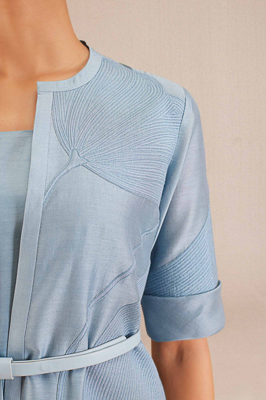 Chanderi Amal Jacket Set – Blue