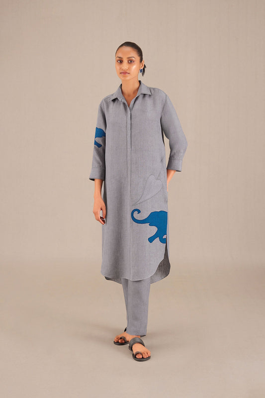 Linen Mahin Tunic Set – Grey