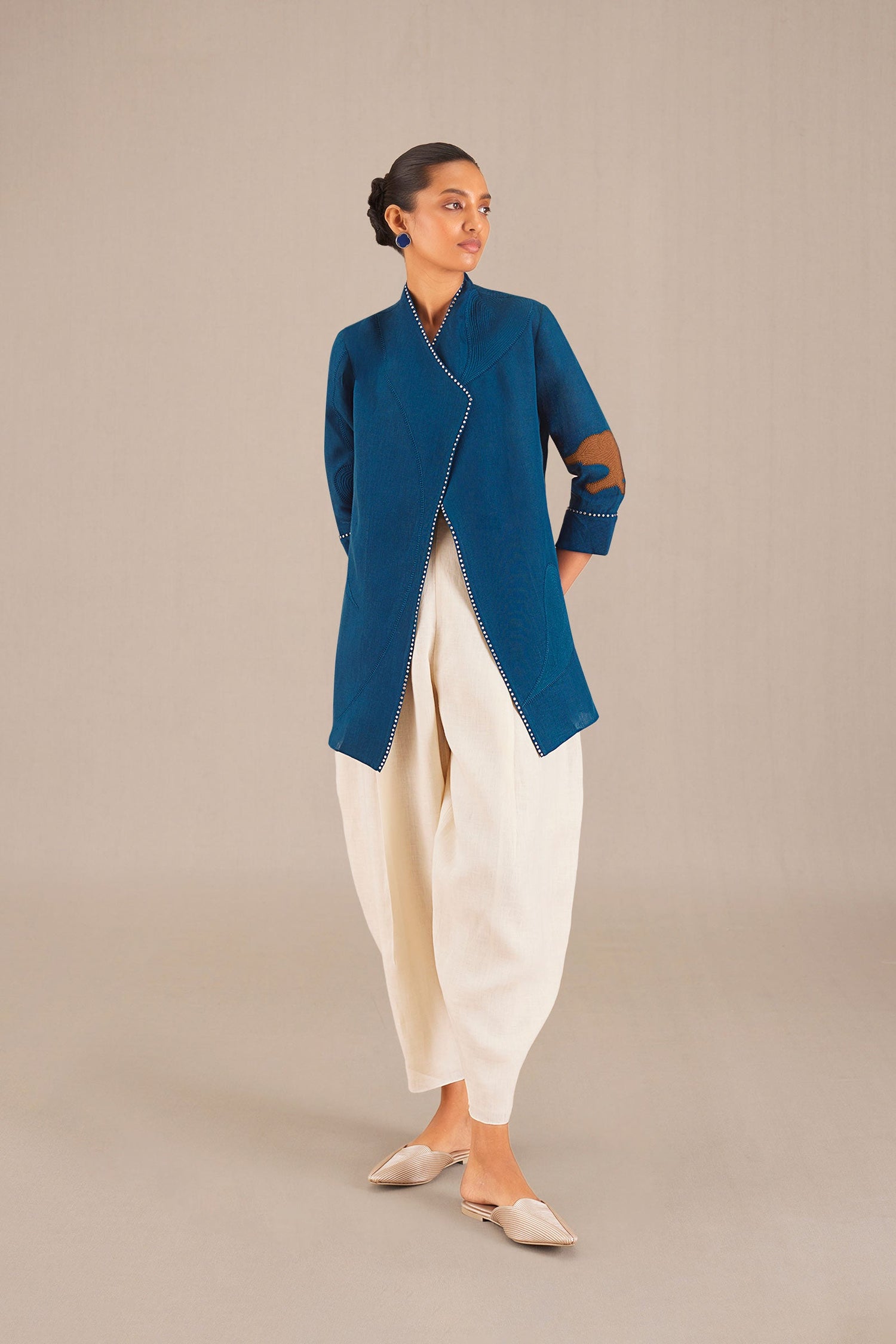  Linen Firuzeh Jacket – Blue