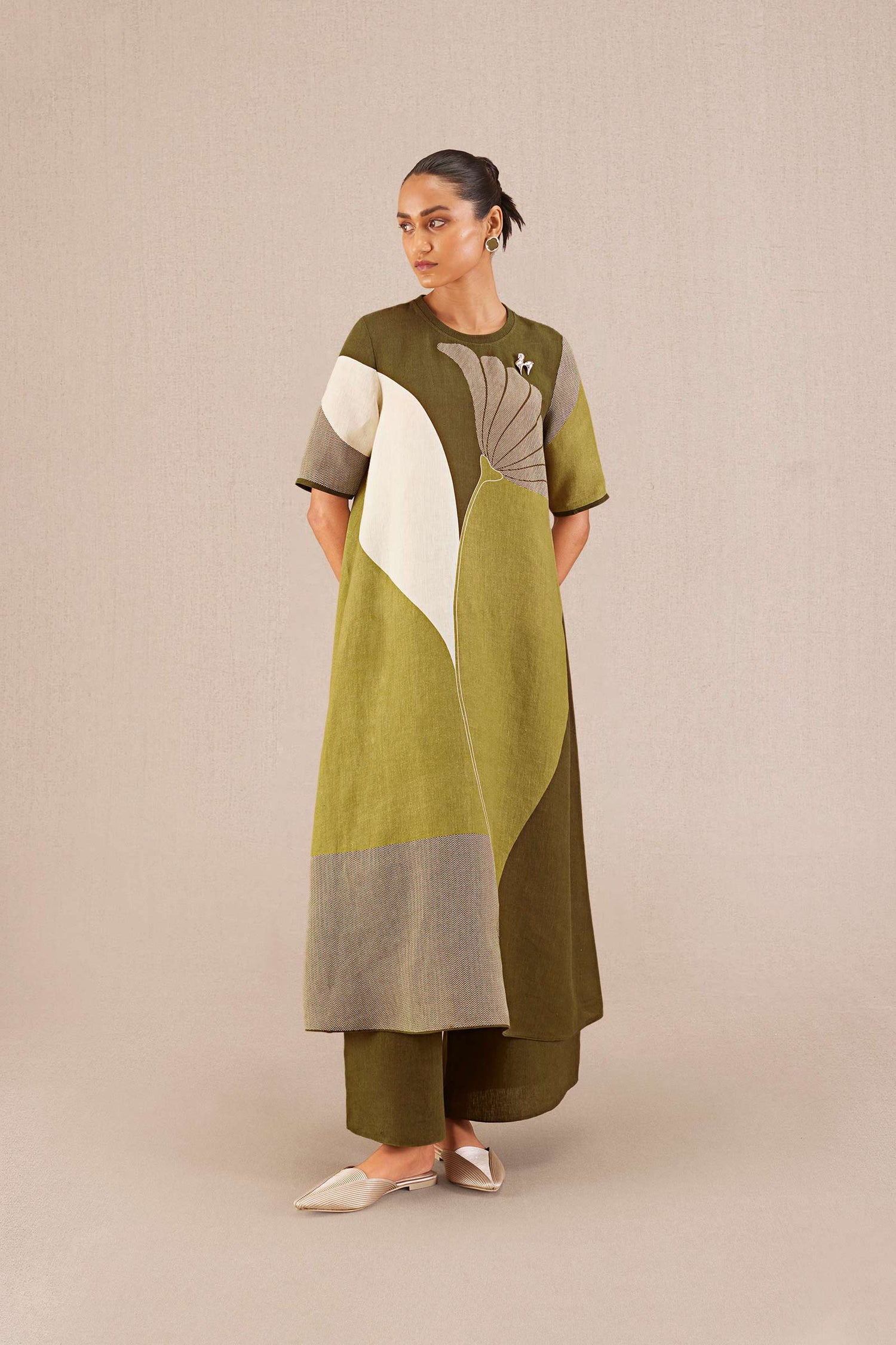  Linen Noah Kurta Set – Green