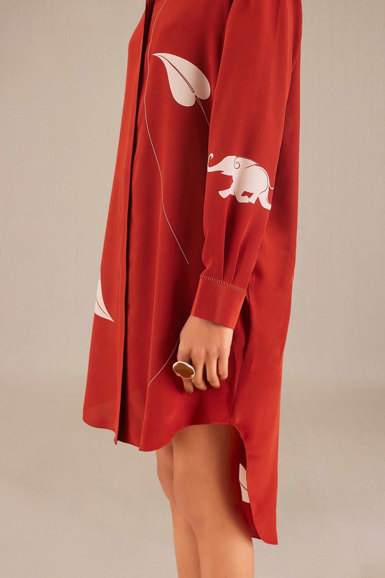  Silk Emilia Shirt Dress – Red