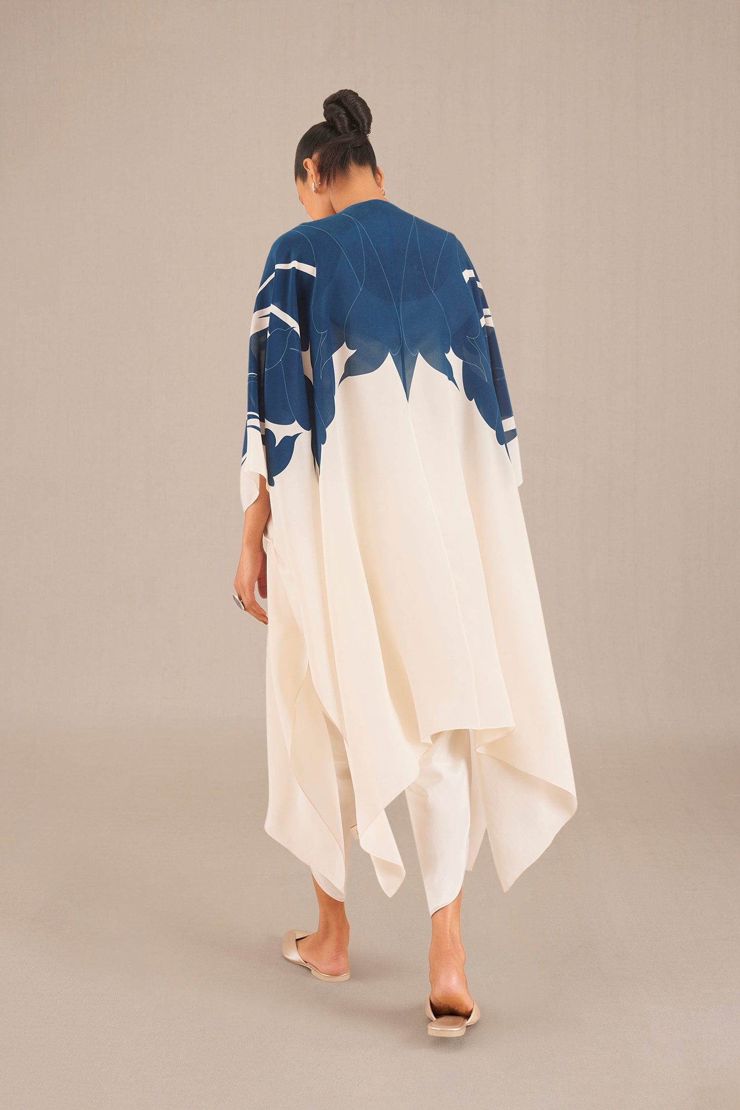  Crepe Armana Cape Co-ord Set – Blue
