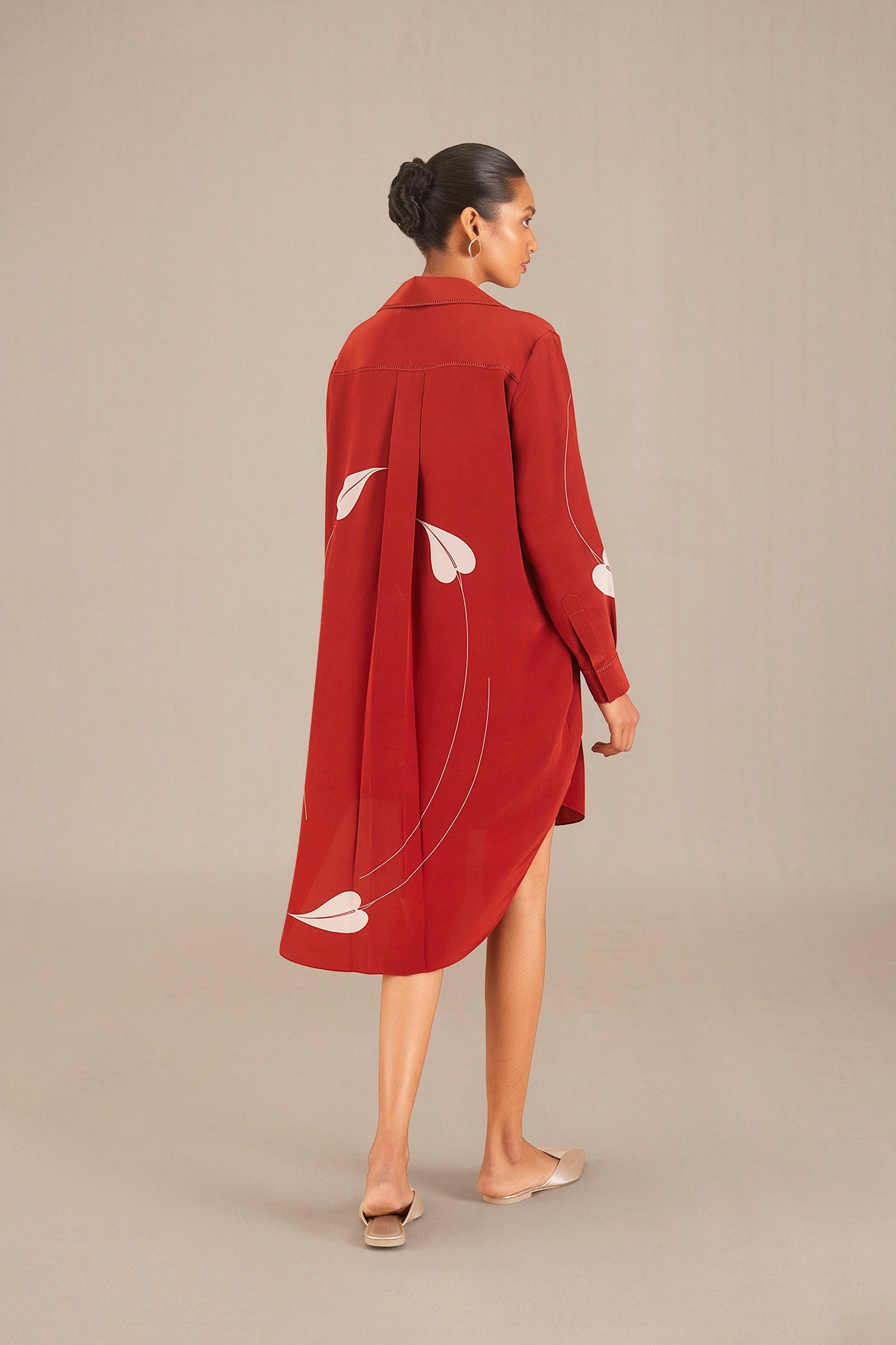  Silk Emilia Shirt Dress – Red