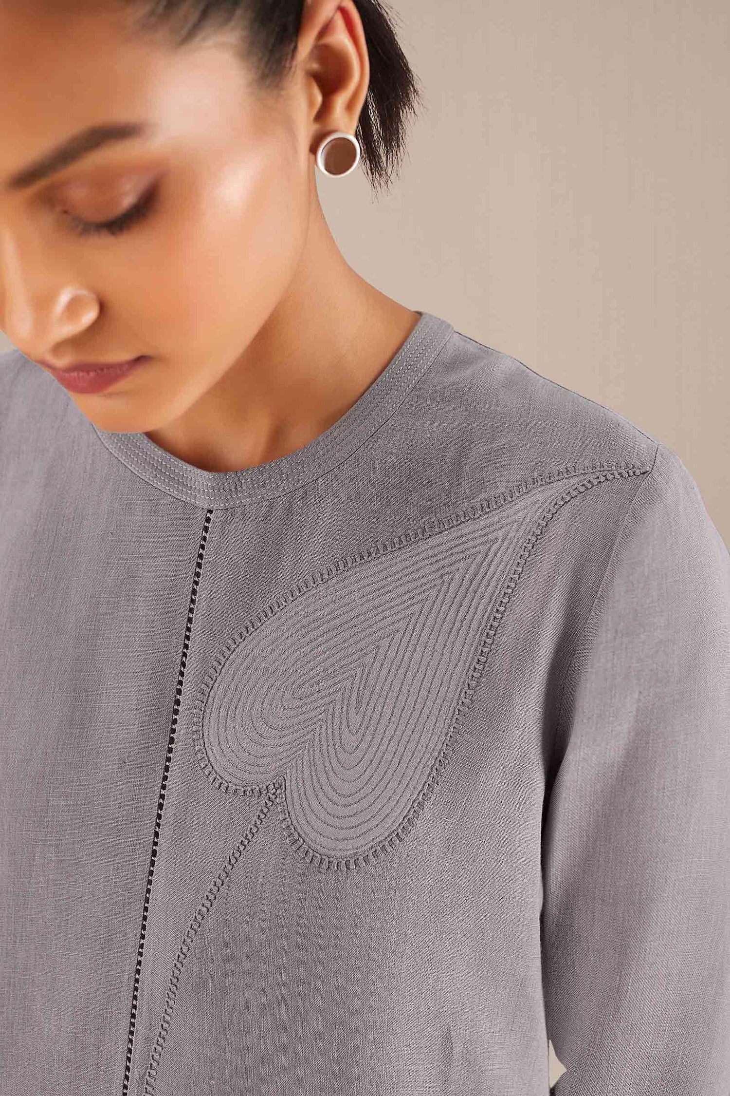  Linen Sofia Kurta Set – Grey
